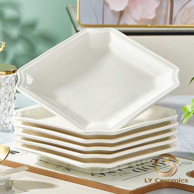 Stylish White Porcelain 8.5 Inch Octagonal Dish for Modern Table Settings Porcelainware Ceramic Kitchenware Tableware