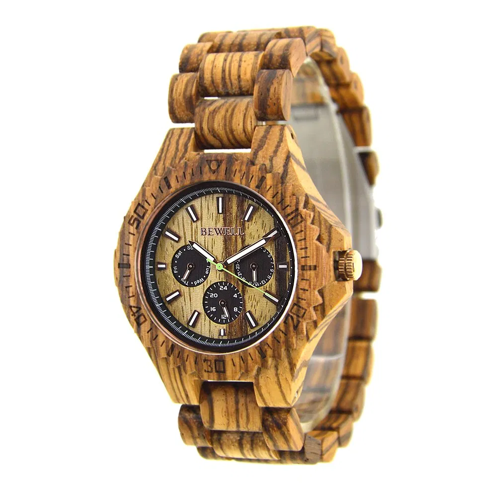 Bewell Luxury Watch Wooden Wrist Watch for Men Custom Watch with Private Logo Reloj