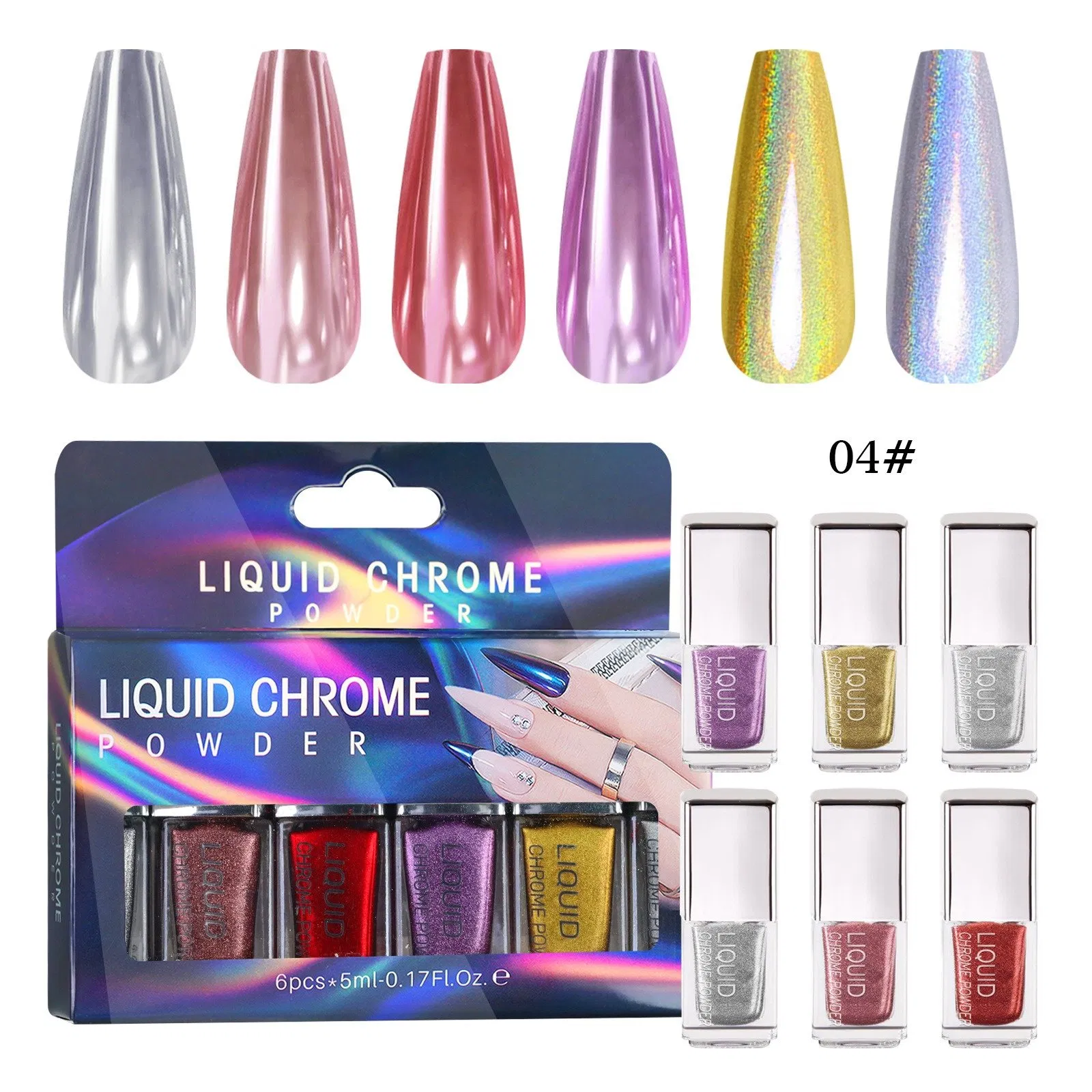 New Amazon Manicure Liquid MCB Laser Magic Mirror Powder Chrome Liquid Magic Art Nail Liquid Set