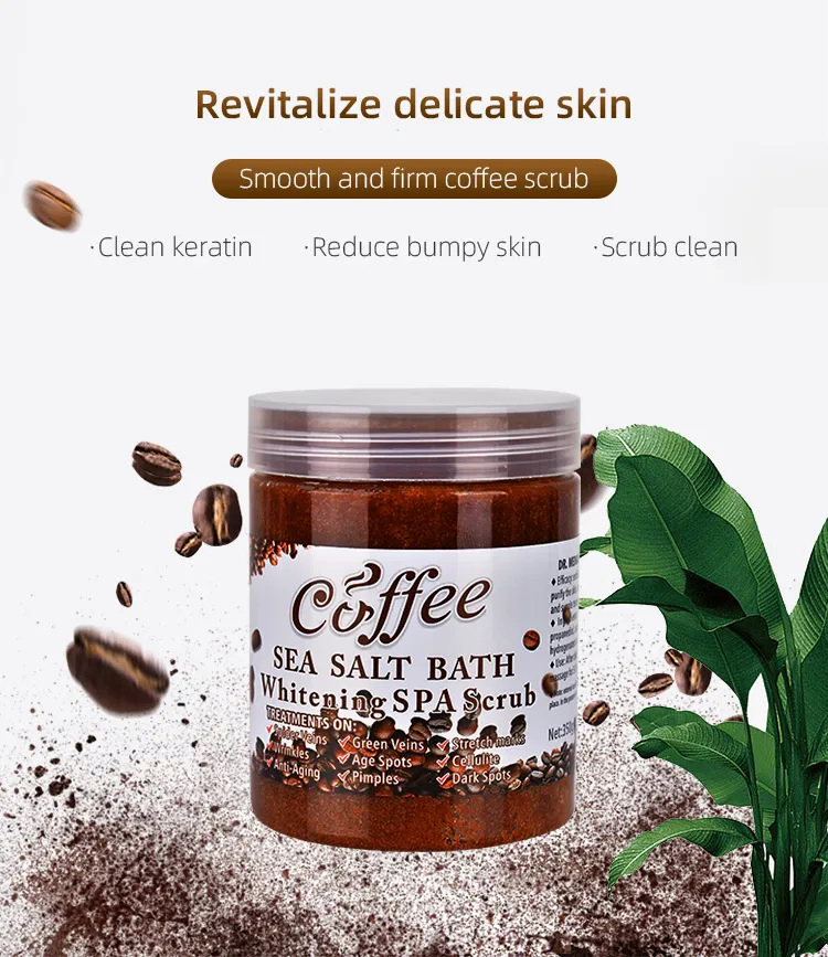 Hot Sale Coffee Body Scrub Sea Salt Bath Salt Effective Whitening Deep Cleansing Brightening Beauty Nourishing Exfoliating