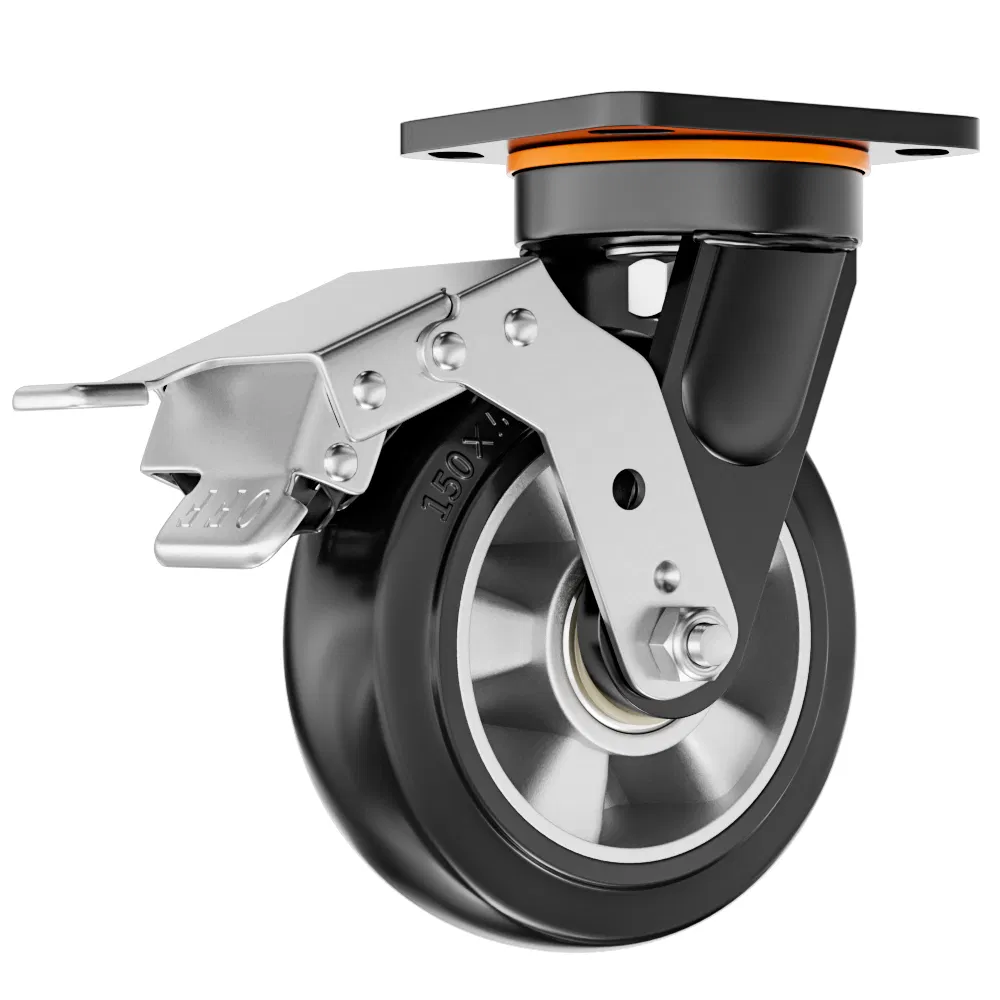 Industrial Heavy Duty Solid Black 4/5/6/8 Inch 200kg 250kg 300kg Rubber Furniture Trolley Swivel Brake Caster Wheel