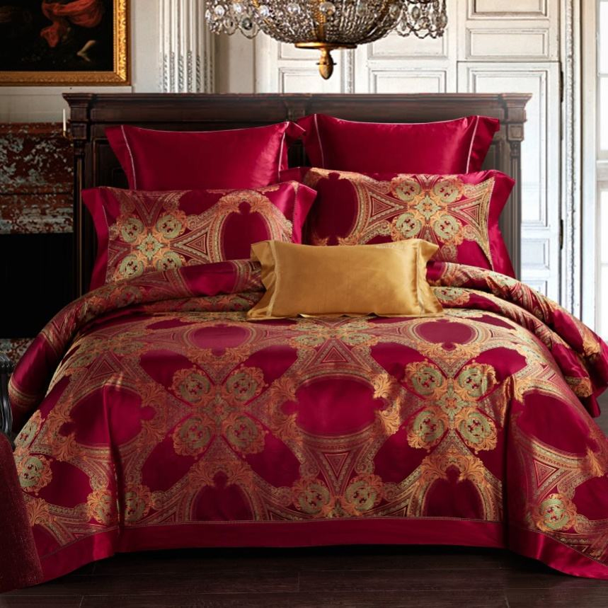 Four Seasons High Quality Home Textile Bed Sheet 100% Mulberry Silk Comfortable Duvet Cover Silky Pillowcase Red Bedding Set with Premium Fitted Sheet Supplier