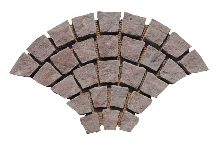 Fan Shaped Chinese Granite Walkway Road Pavers Cobble Pavers Grey Cube Stone