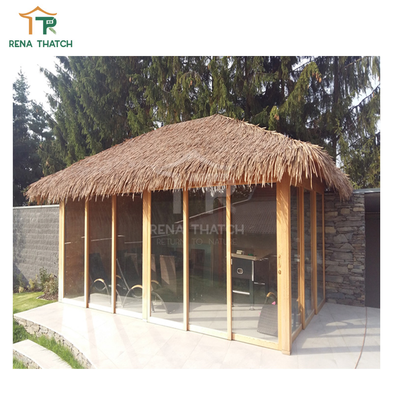 Fire Resistant Plastic Straw Thatched Roof Umbrella Artificial Palm Reed Thatch