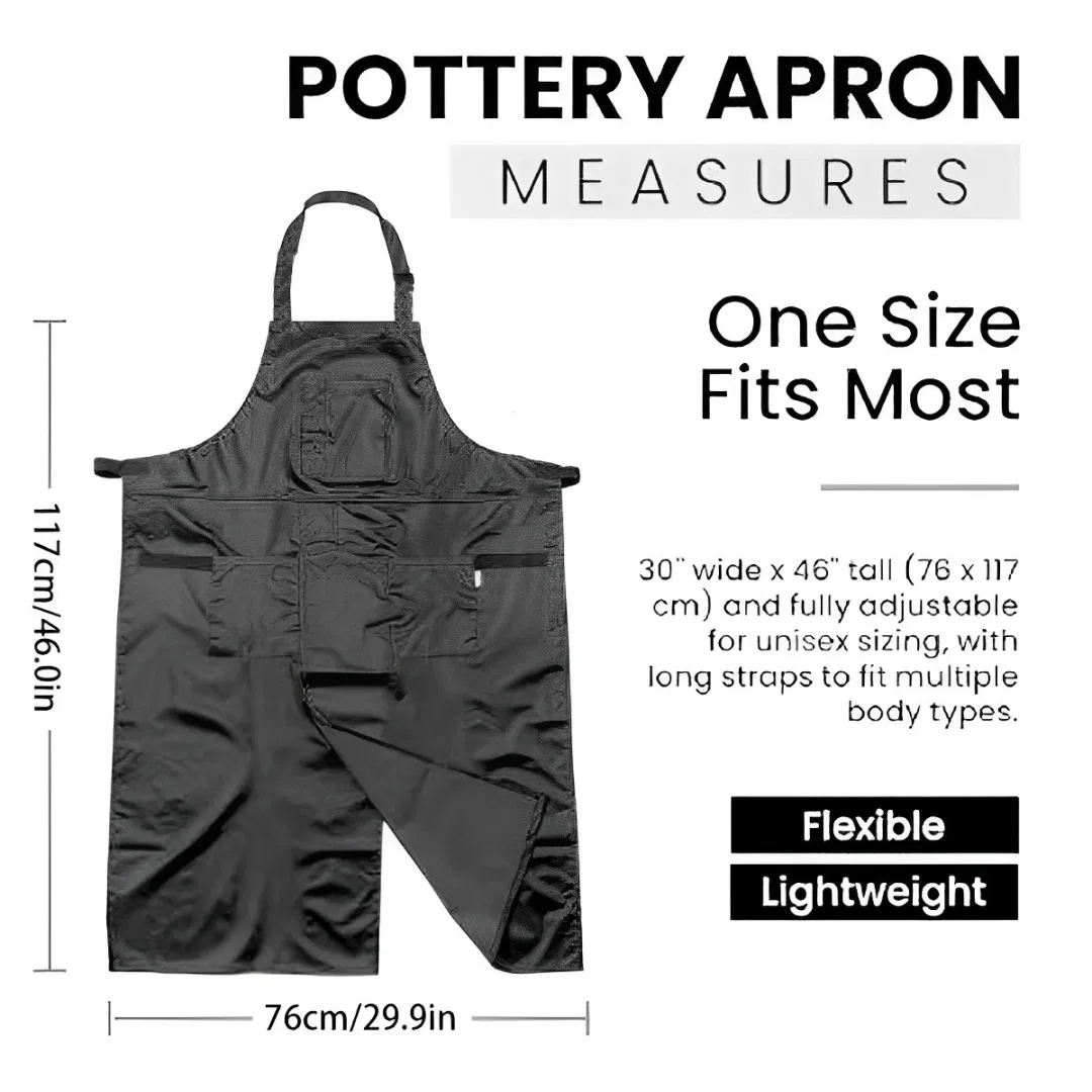 Pure Black Tool Apron, Multi-Pocket Waterproof, Outdoor, Home, Kitchen Work, Barber, Multi-Functional Apron