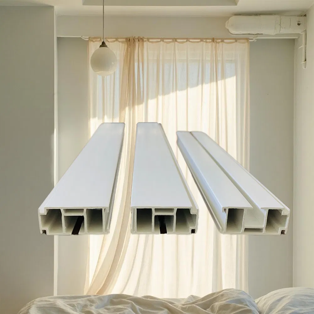 Durable White PVC Track System for Ceiling Curtains, Extruded Slim Profile