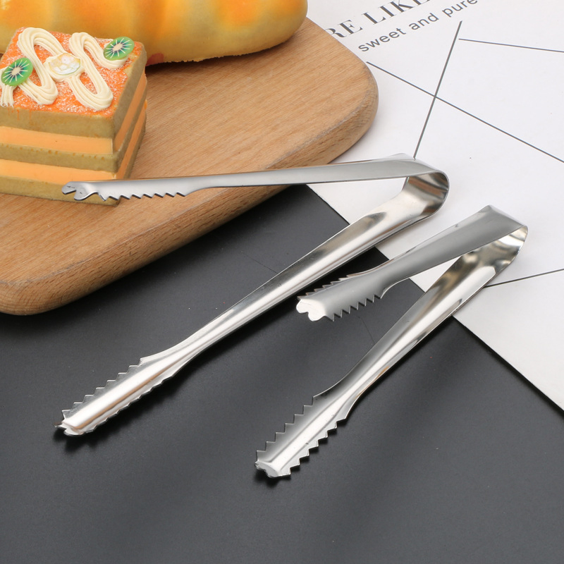 Mini Ice Tong Stainless Steel Appetizers Tongs Small Serving Tongs Sugar Cube Clips with Teeth, Sawtooth Kitchen Tongs for Tea Party Coffee Bar Wedding