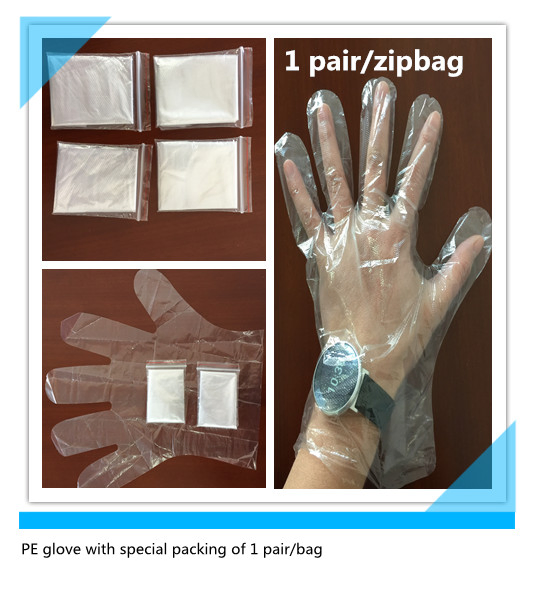 LDPE HDPE Disposable Transparent Clear Folding Glove 1 Pair/Bag