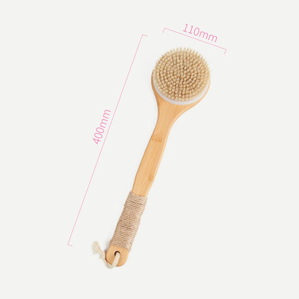 Boar Bristle Wood Long Handle Dry Wet Shower Brushes Wooden Soft Comfortable Bath Body Back Brush