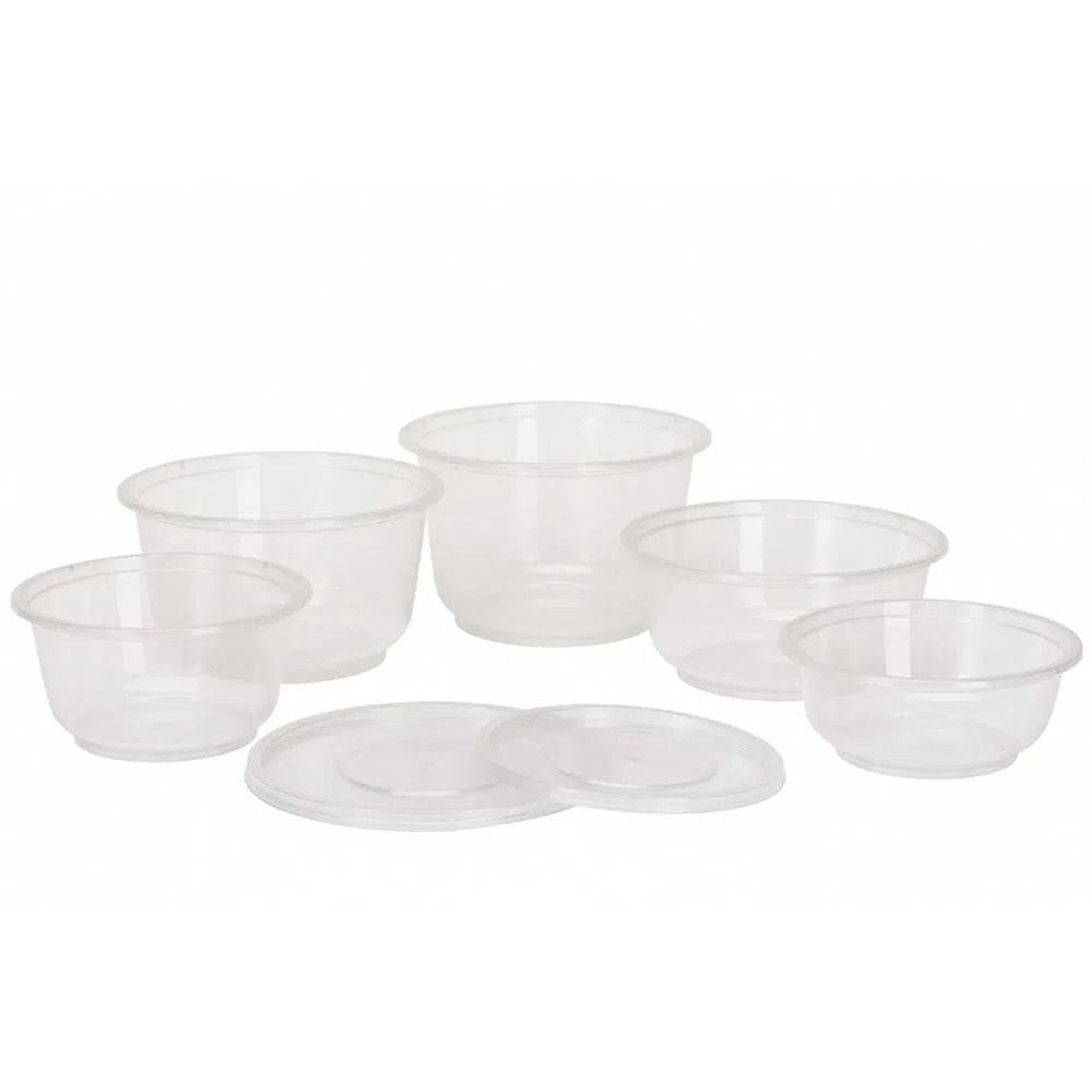 Plastic Hot Soup Bowl Transparent Food Grade Disposable White Support 7oo Round Bowl Round Shape