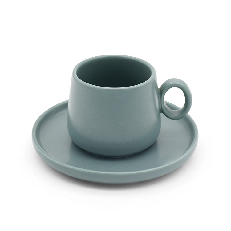 Керамическая кружка с блюдцем Color Glaze, 120 мл
