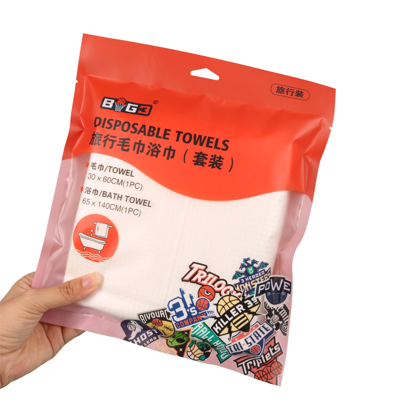 Personalized White Disposable Portable Travel Towel and Bath Towel Set