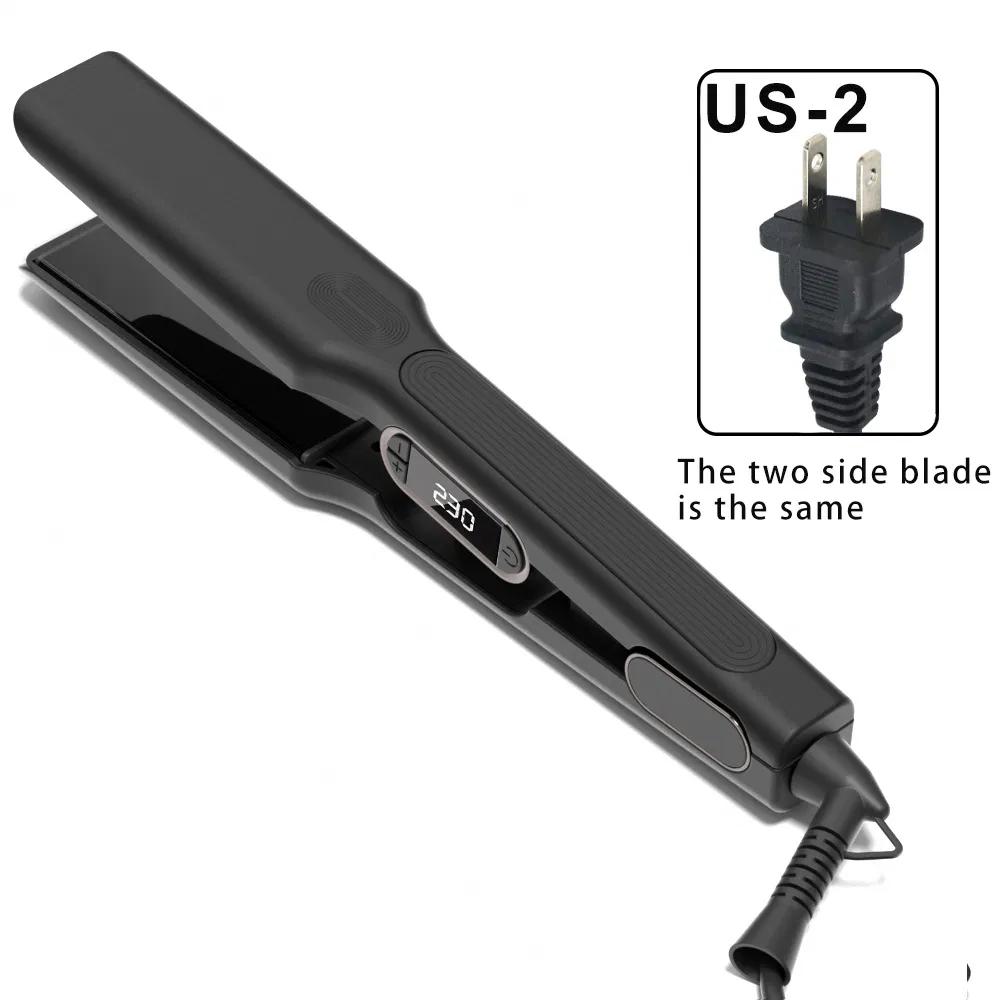 Professional 2-in-1 Ceramic Hair Iron Straightener with Infrared Technology Creates Straight Curled Styles Electric Power Source