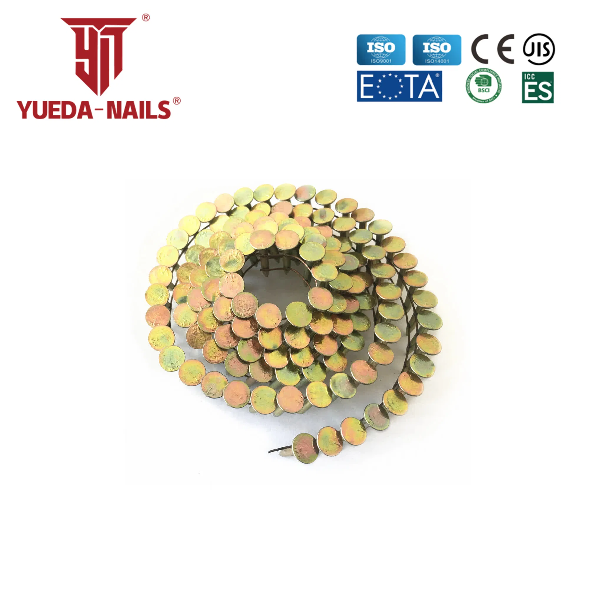 Yueda 16 Degree Bright/Polish/Eg/SS304/SS316 Smooth/Screw/Ring/Groove Paper Tape Strip/Framing/Plastic Strip/Coil/Loose/Bulk/Roofing Nails for Nailer