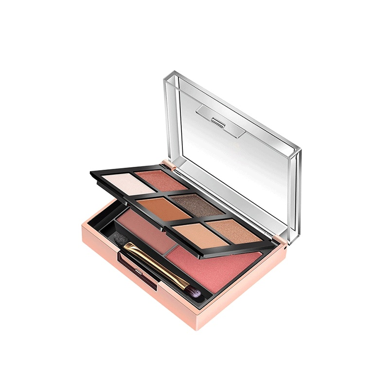 OEM Customized Makeup Eyeshadow Palette Pearly Matte Six-Color Eyeshadow + Blush Sunset Makeup Palette