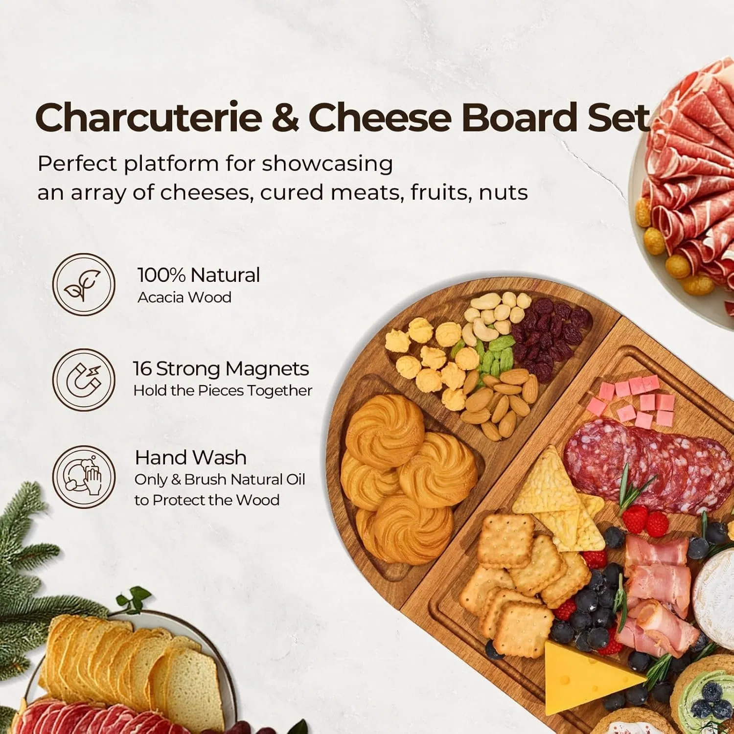 Набор разделочных досок из акации для сыра и закусок