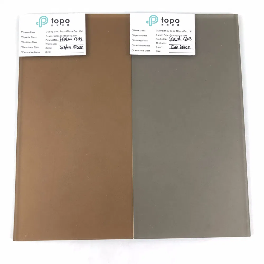 4mm-12mm Bronze Satin Acid Etched Frosted Glass for Building (FG-TP)