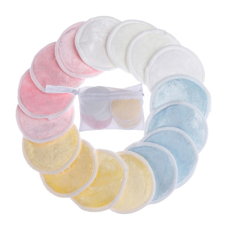 Eco Friendly Natural Washable Bamboo Velvet Make up Remover Pads