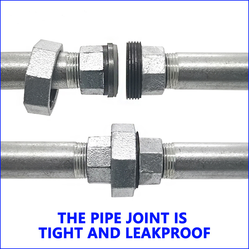 Top-Selling Malleable Iron Pipe Fittings Hot-DIP Galvanized Union for Oil Gas Water