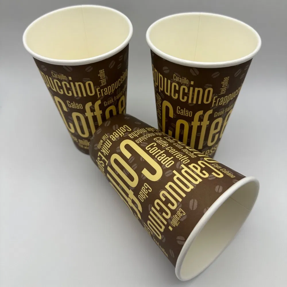 Биоразлагаемый бумажный стакан 16oz с крышкой