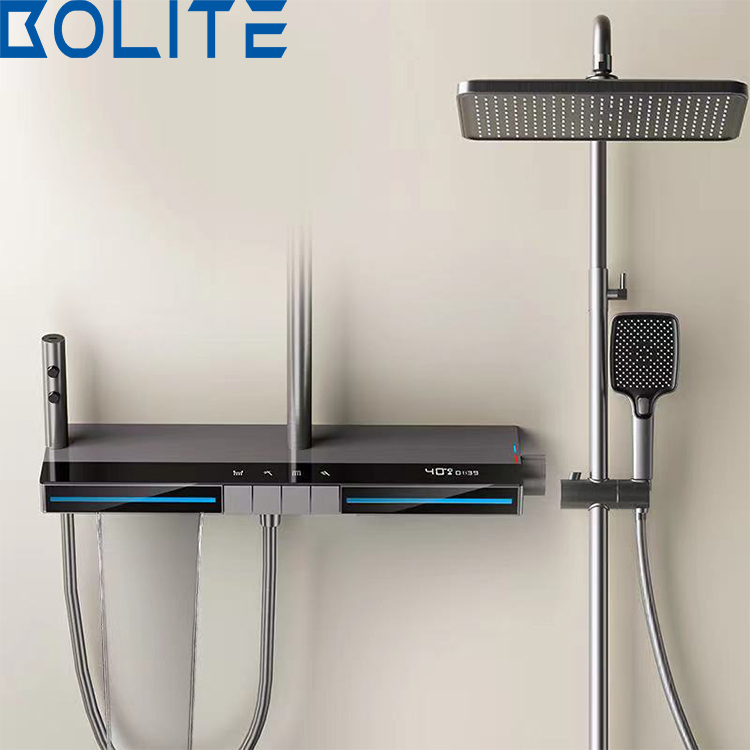 Manufacturer's Newly Designed 304 Stainless Steel Tub Brass Body Bathroom Digital Display Piano Key Shower Faucet Set