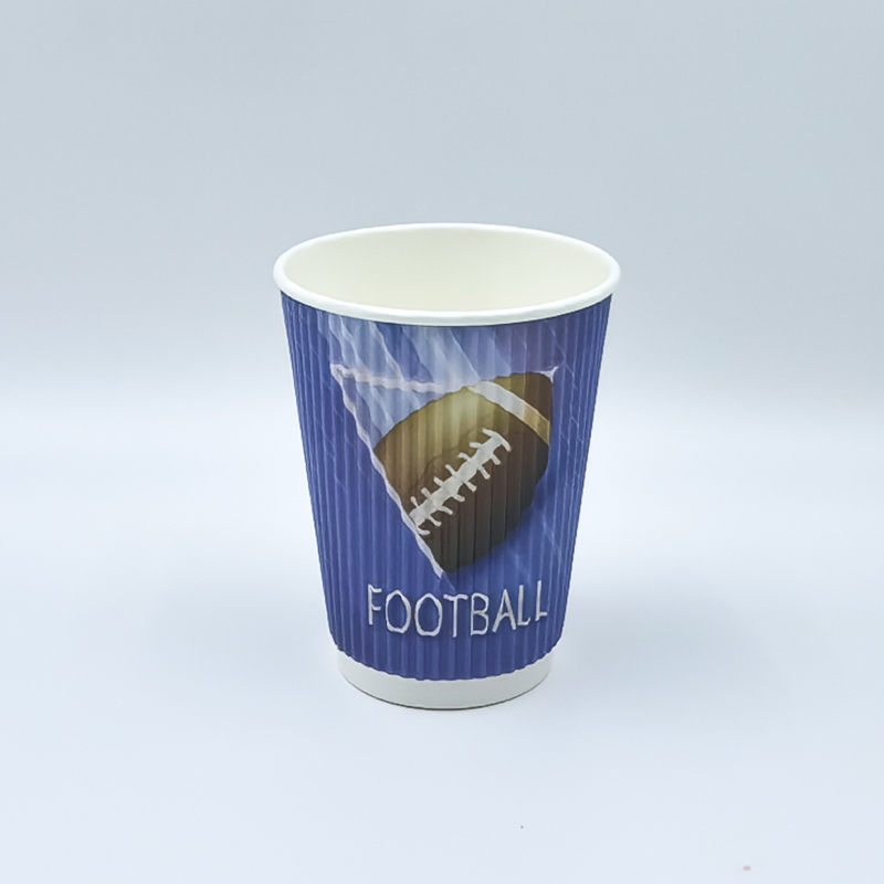 Бумажный стакан 12oz с рифлеными стенками, с крышкой