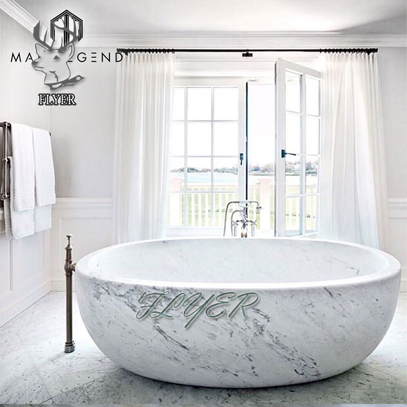 Мраморная овальная ванна для замачивания в японском стиле