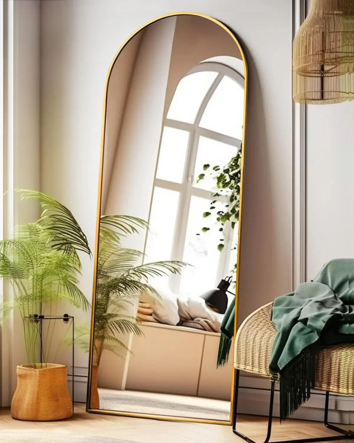 New Arch Mirror Full Length, Floor Length Mirror, Arched Floor Mirror, 58"X18" Wall Mirror Full Length, Gold Floor Mirror