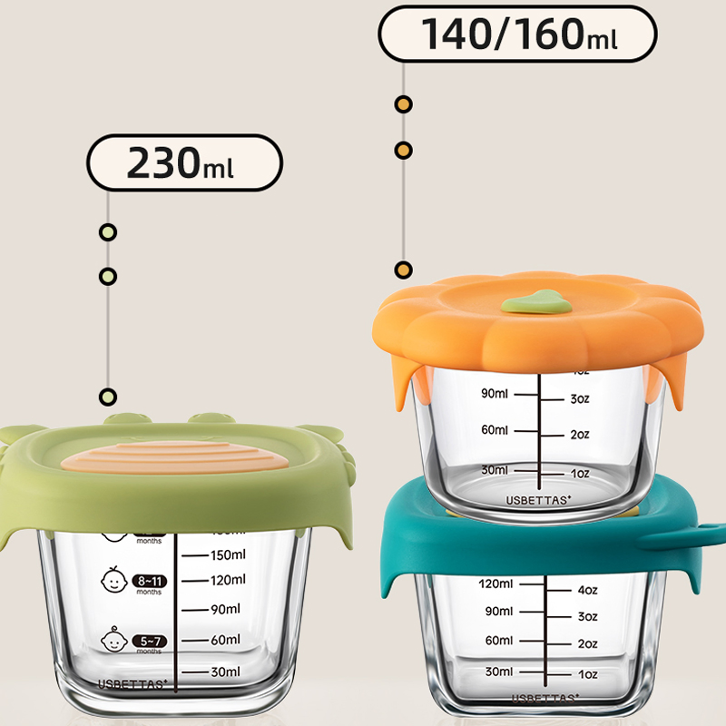 Two Sizes Baby High Borosilicate Glass Food Container Infant Feeding Bowl