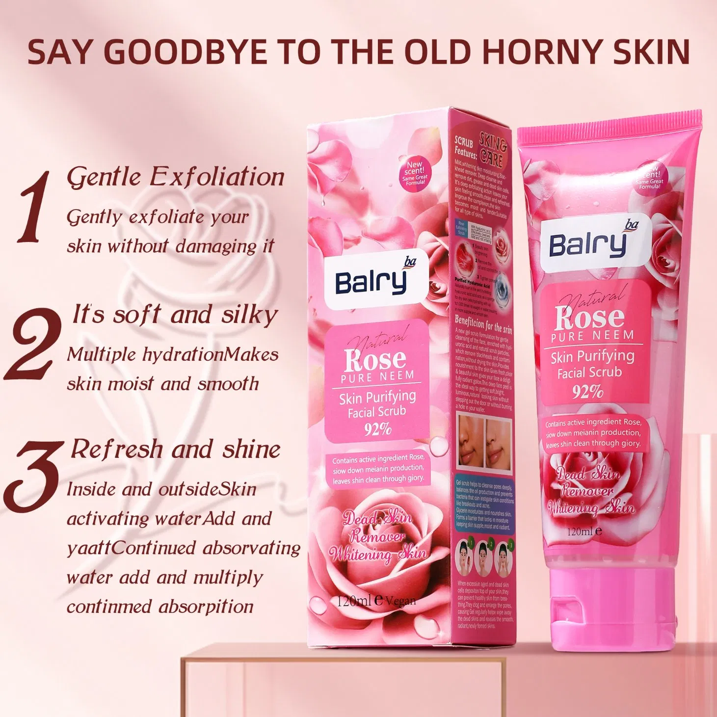 Rose Exfoliating Salicylic Acid Face Scrub Deep Cleansing & Purifying Gel