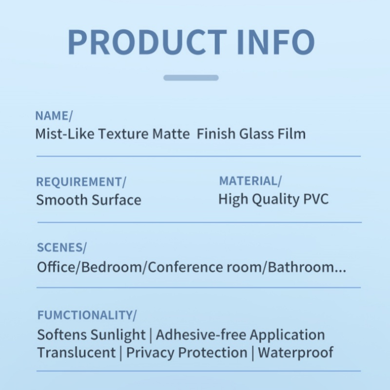 Frosted Window Privacy Self-Adhesive Film with Heat Control and UV Blocking Functions Suitable for Homes and Offices