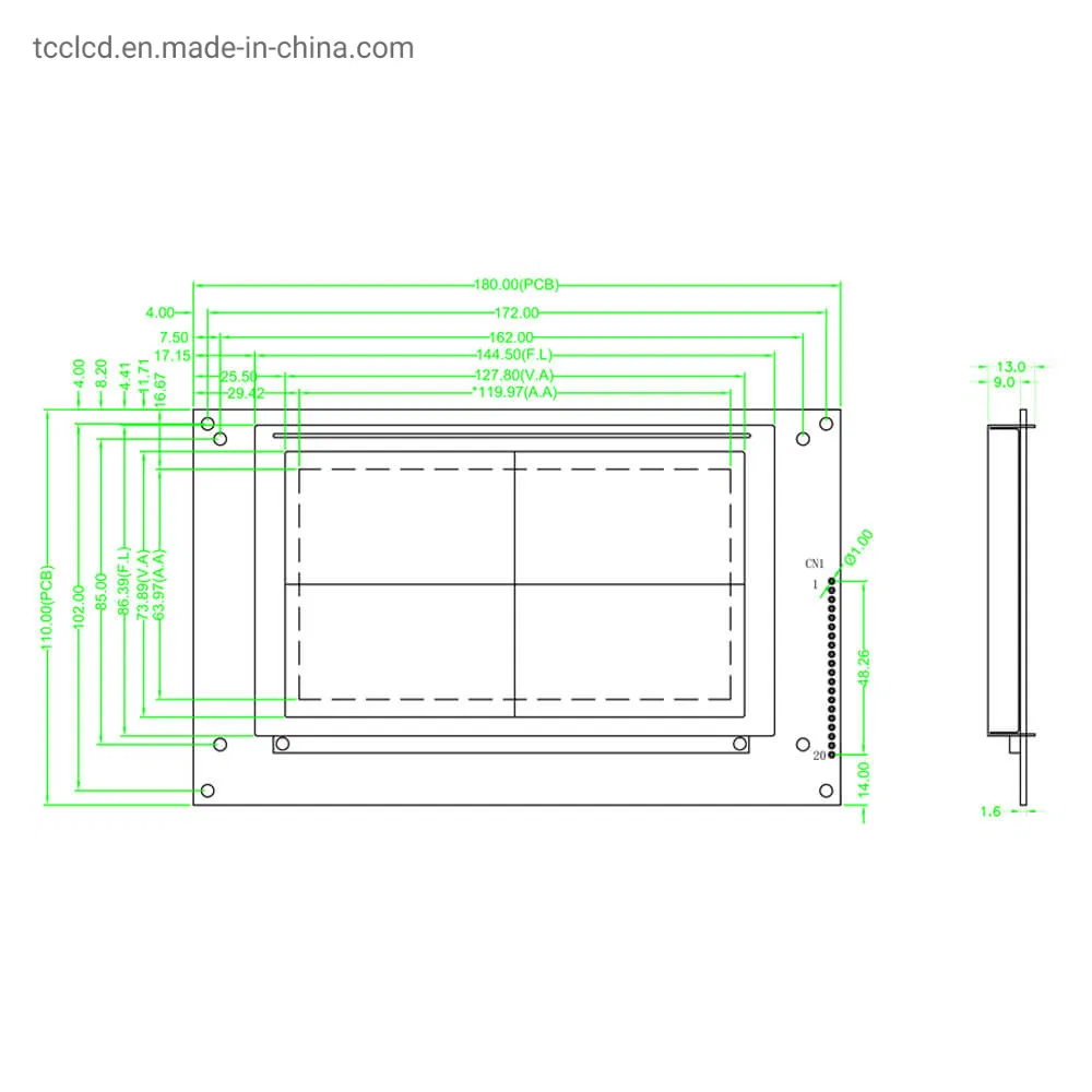 Tcc 240X128 Industrial-Grade Graphic FSTN Liquid Crystal Display Module with Ra8835 Controller