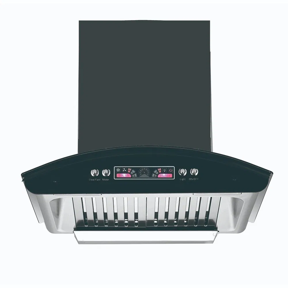 High Quality Curved Range Hood Durable Steel Glass Build Design