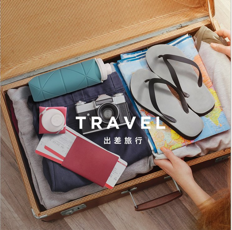 Складная силиконовая бутылка для воды, портативная