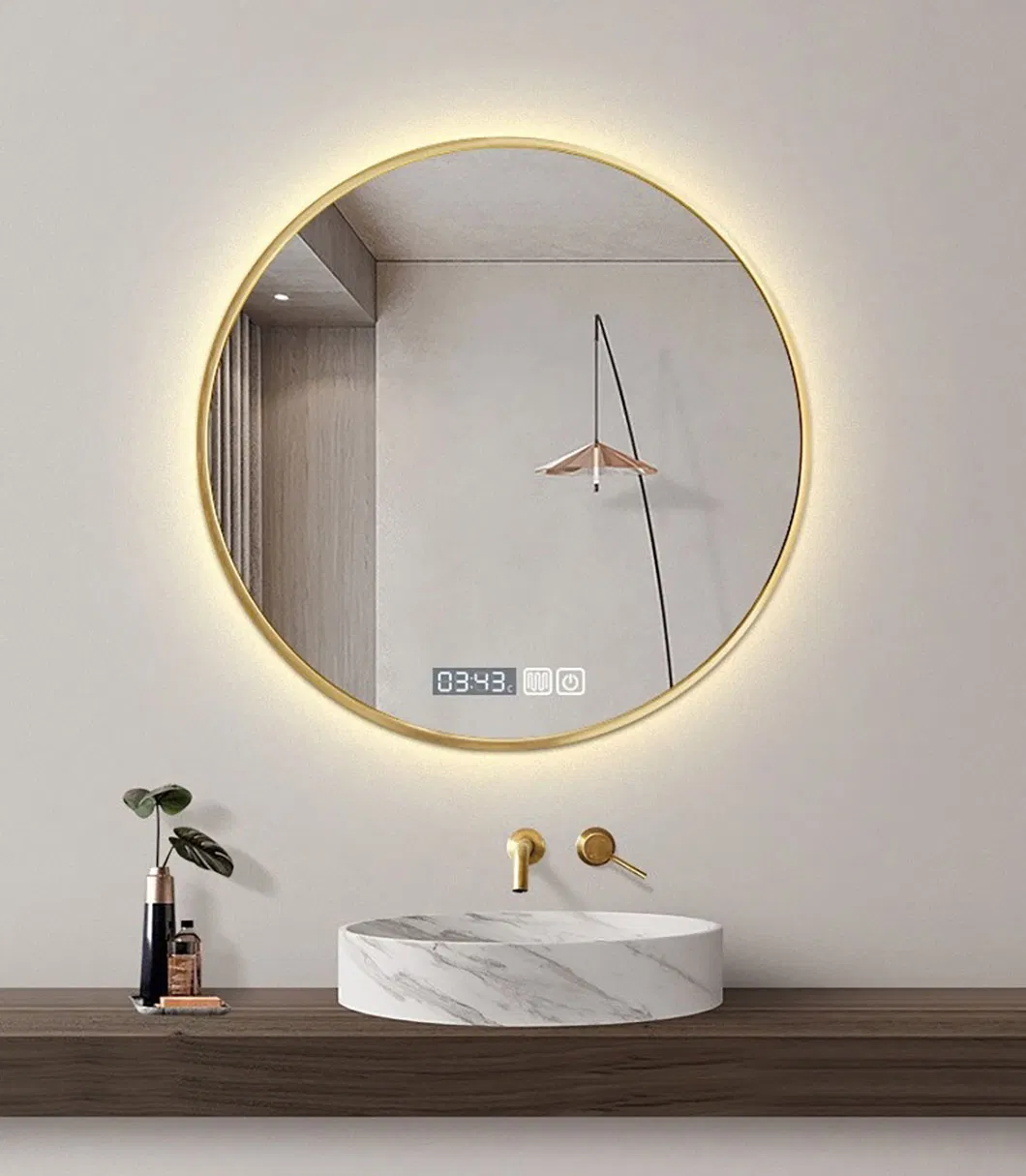 Hot Sale Classic Black Round Smart Multi-Function LED Mirror