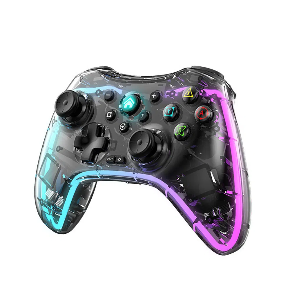 Wireless RGB Gamepad Joystick for PS3/PS4/Android/PC Transparent Crystal Manette for Nintendo Switch Controller