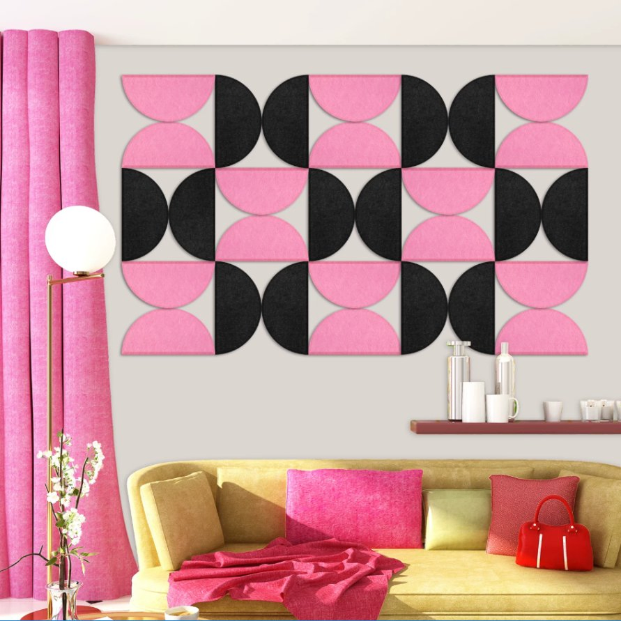 Custom Semi Circle Shape Self-Adhesive Sound Absorbing Polyester Acoustic Panel Decorative Pet Felt Panel