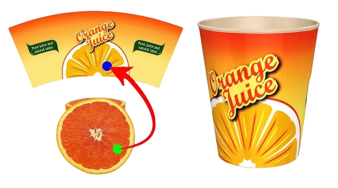 Juice Pattern Design PE Paper Cup Paper Fan Printing