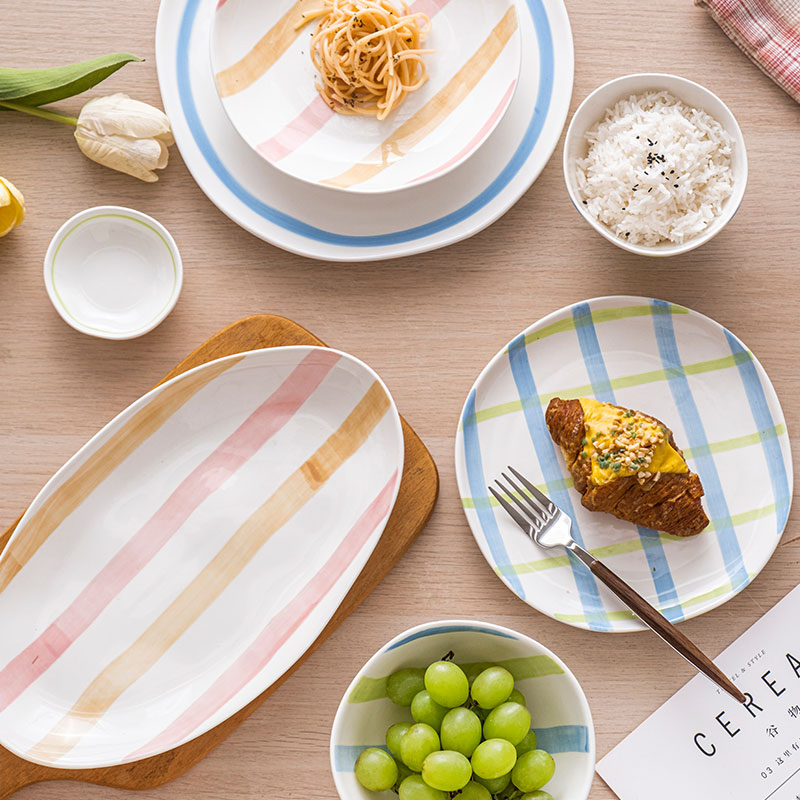 Handpainted Nordic Tableware Plates Sets Dinnerware Classic Dishes Sets