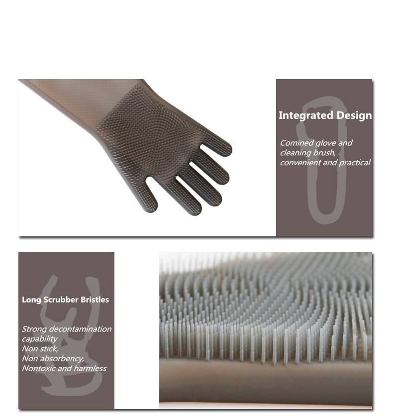 Factory Wholesale Kitchen Tools Dishwasher Use Soft Silicone Rubber Cleaning Gloves for Protect Your Hands