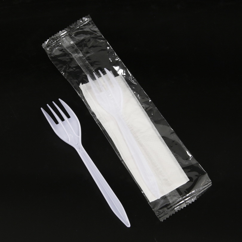 Plastic Spoons Heavy Duty White PP Cutlery Set with Napkin