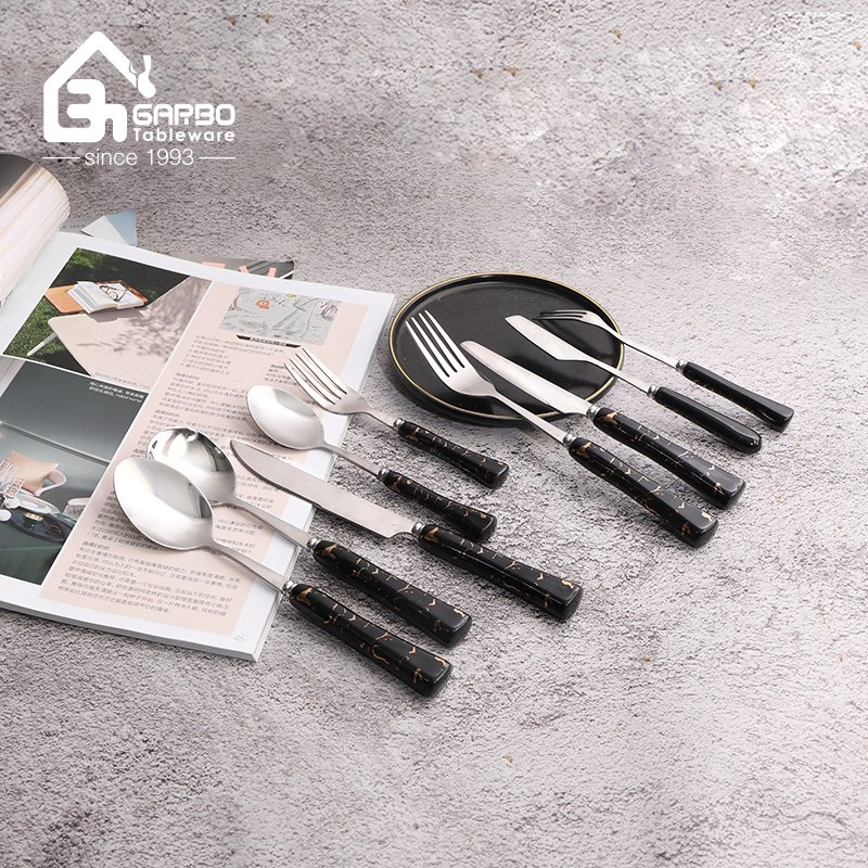 Wholesale Kitchenware Golden Black Stainless Steel Knife 20cm Lenght Cutlery Set Steak Knife Dinner Knife 6 Pieces Set
