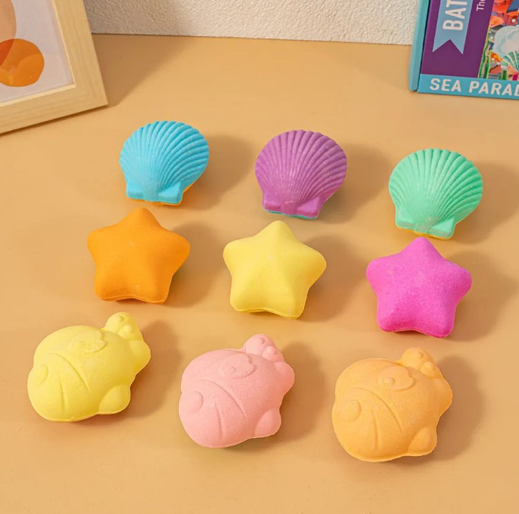 Online Wholesale and Retail Kids Sea Star Shell Fish Shaped Organic Vegan Bath Bombs Set Fizzy Essential Oil Bath Bombs Sea Salt Soap Natural Skincare Bubble