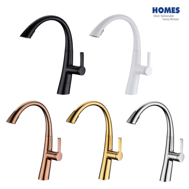 Homes Cupc Sanitary Ware SUS304 Stainless Steel Pull-out Kitchen Tap Faucet