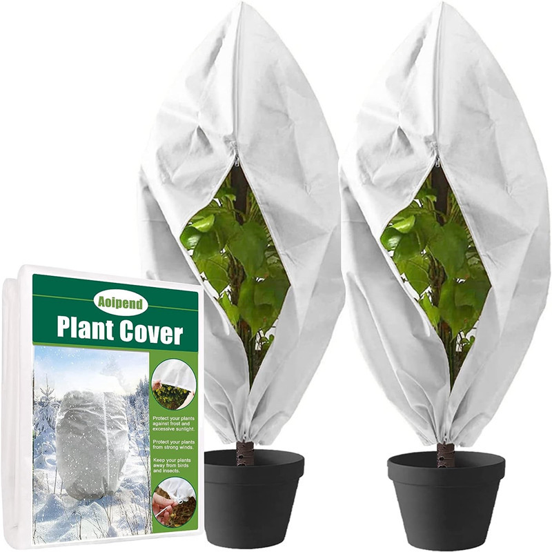 Plant Covers Freeze Protection Large Shrub Covers with Zipper and Drawstring Frost Cloth for Winter Outdoor Plant Blankets for Cold Weather