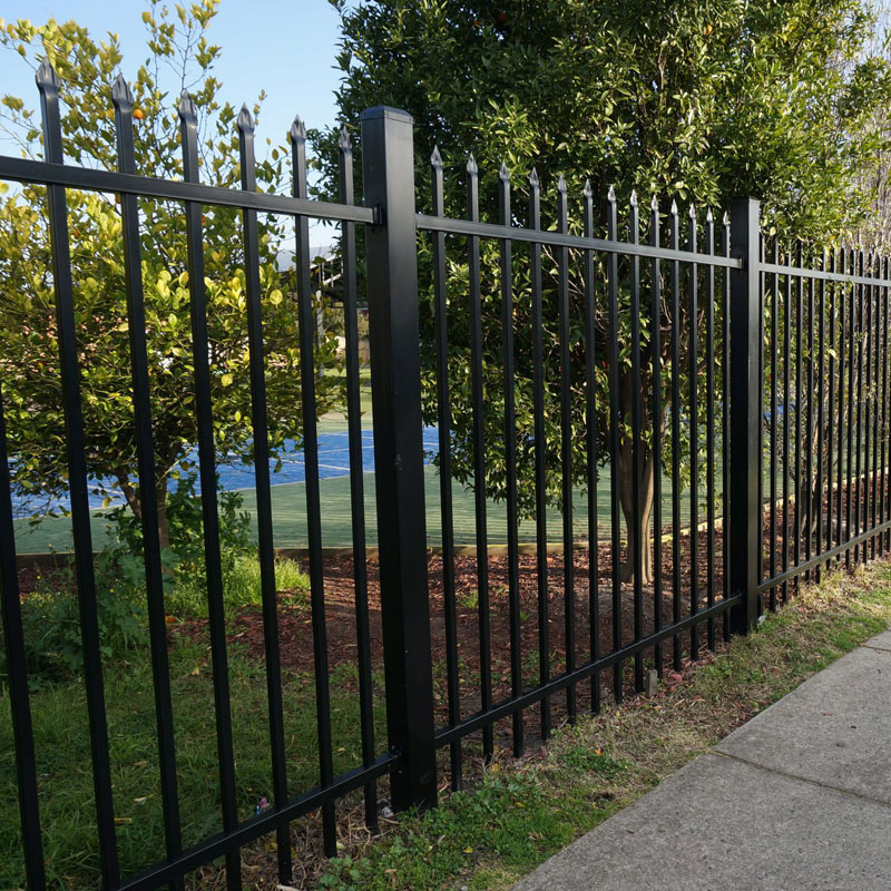 Galvanised Steel Powder Coated Black Crimped Spear Top Security Picket Fence Panel