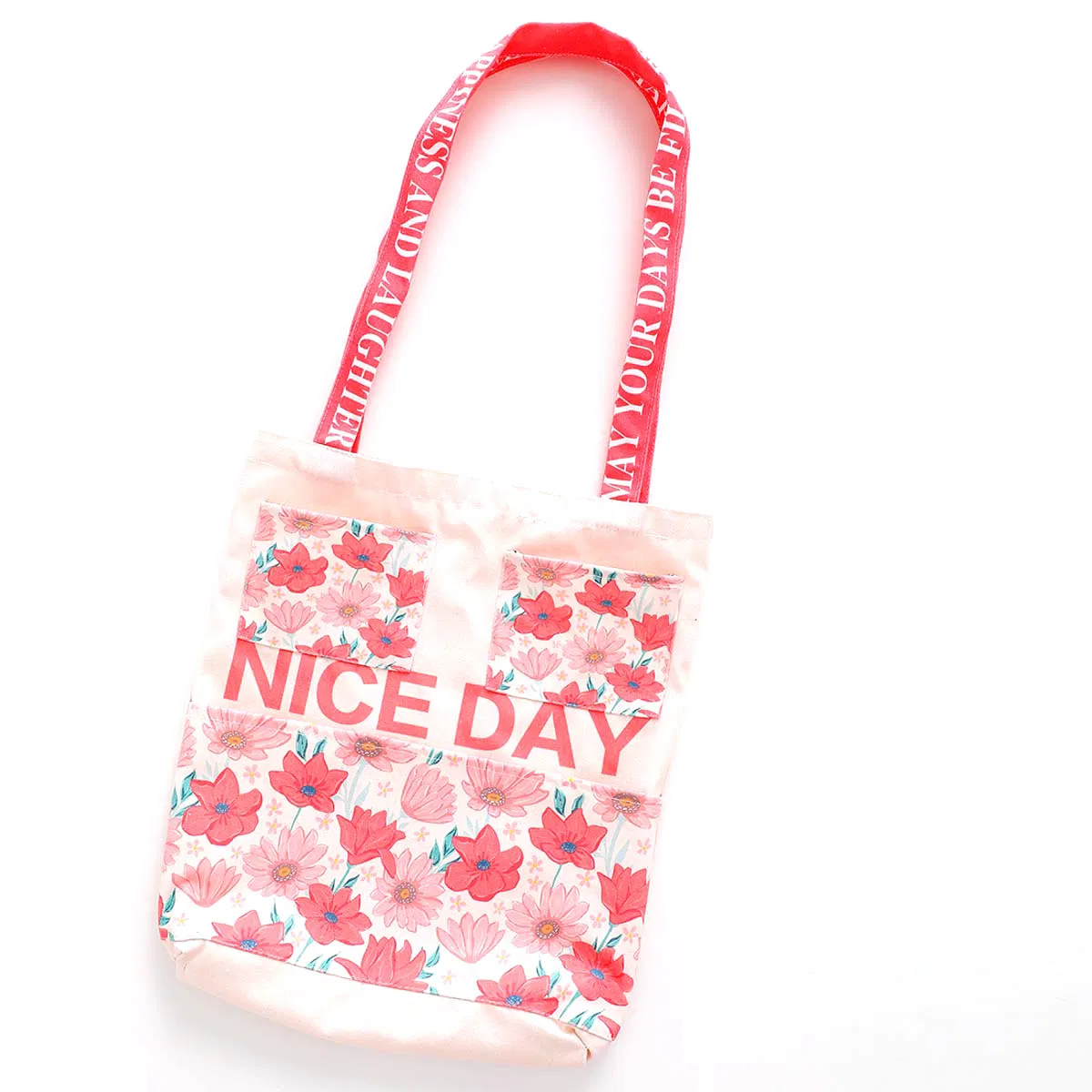 Canvas Bag, Wall-Mounted Storage Bag at The Door, Three Pockets, Can Be Carried and Carried, Multi-Functional Shopping Bag