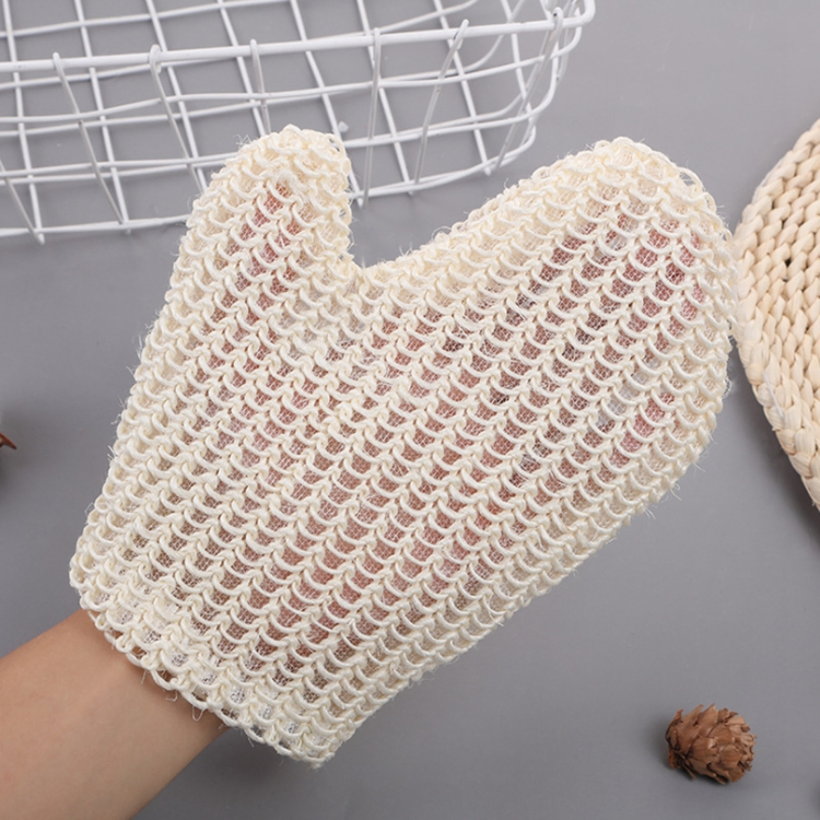 Eco Friendly Loofah Linen Bath Sponge Body Exfoliating Glove Scrubber Natural Shower Body Bath Scrub Exfoliating Glove Mitt