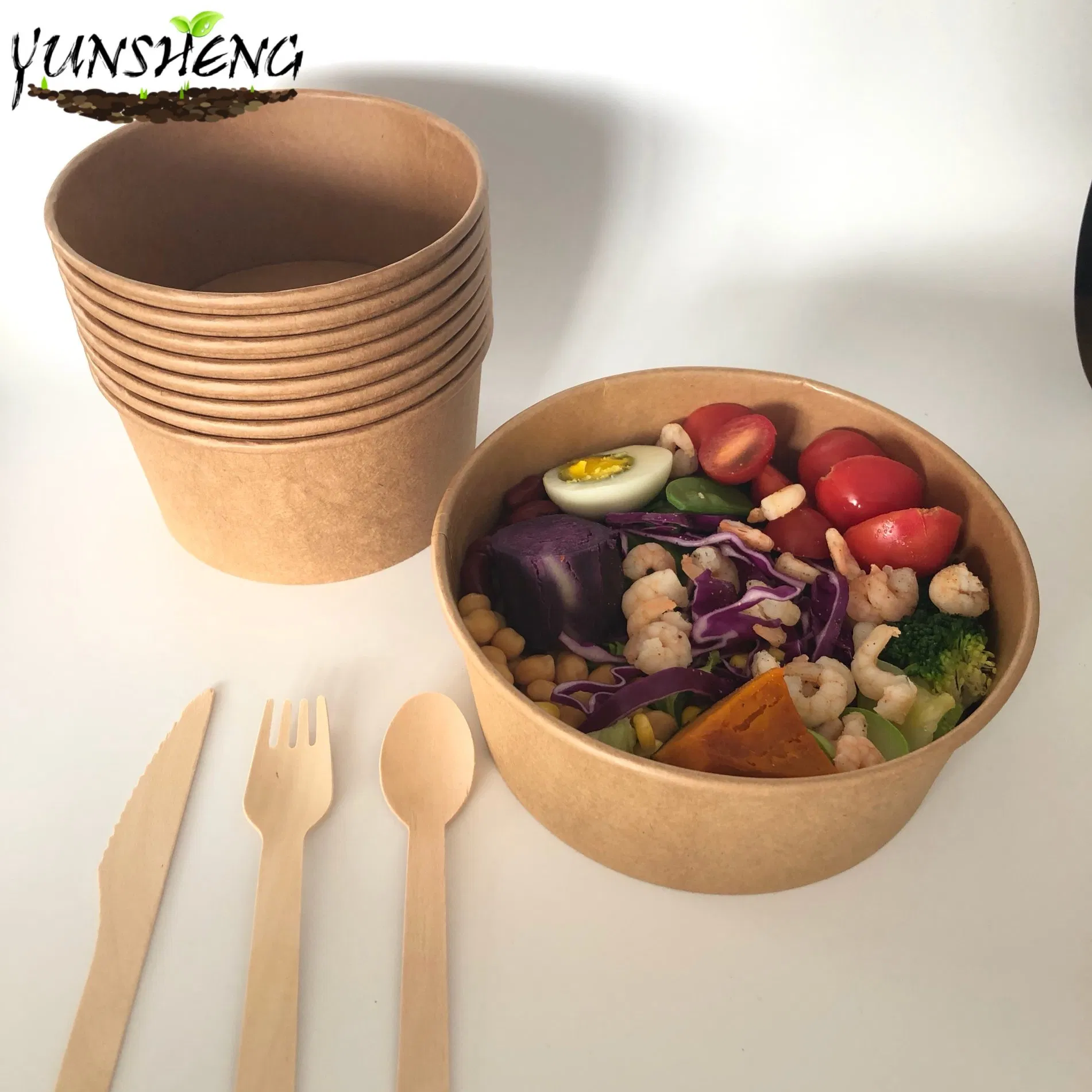 Wholesale Biodegradable Compostable Disposable Salad Bowl Kraft Food Packaging