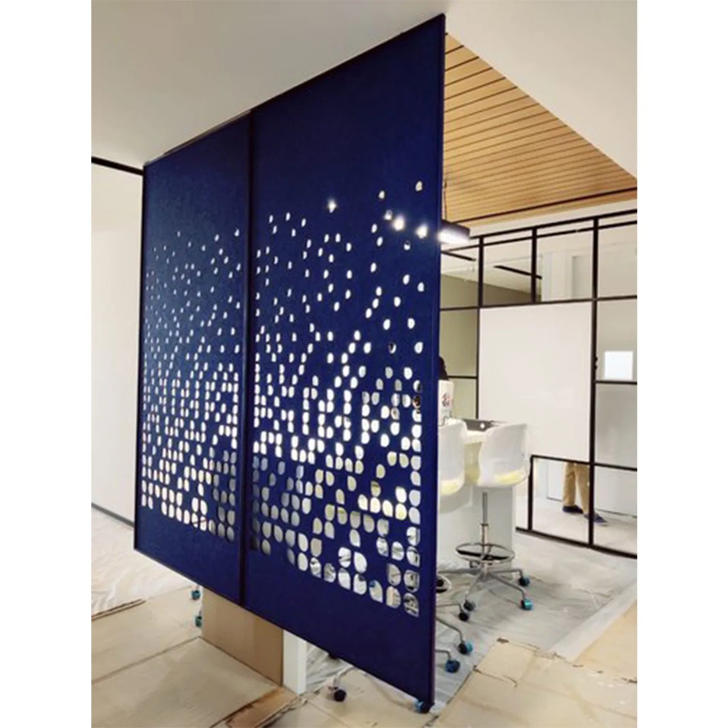 Flexible Room Divider Noise Cancelling Acoustic Hanging Screen Polyester Fiber Soundproof Office Partition